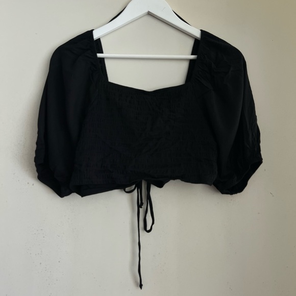 Wild Fable Cropped Black Tie Front Top NWT - Picture 3 of 3